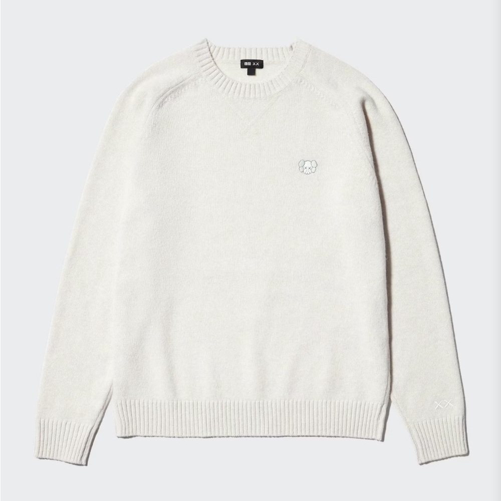 Uniqlo Kaws Winter Sweater Jumper Lambswool  Japanese Japan Off White L Large